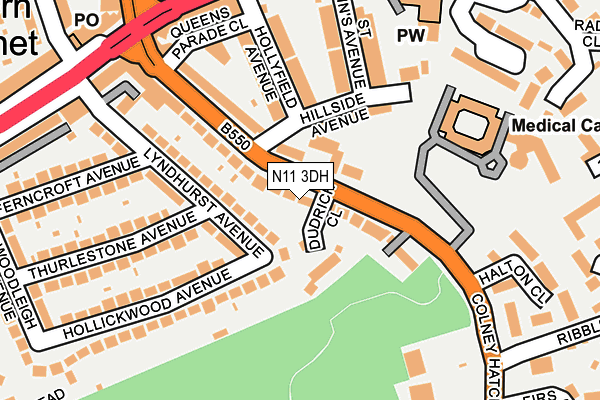 N11 3DH map - OS OpenMap – Local (Ordnance Survey)