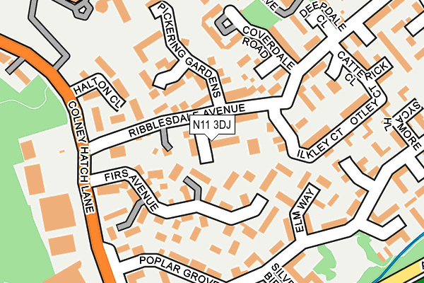 N11 3DJ map - OS OpenMap – Local (Ordnance Survey)