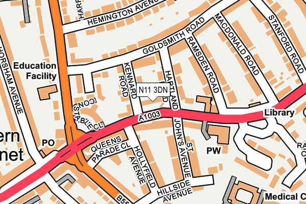 N11 3DN map - OS OpenMap – Local (Ordnance Survey)