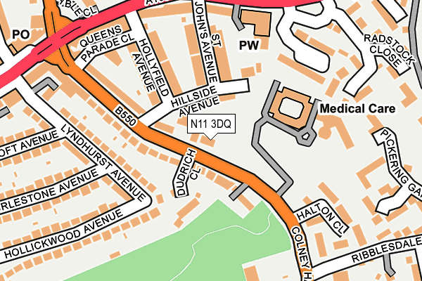 N11 3DQ map - OS OpenMap – Local (Ordnance Survey)