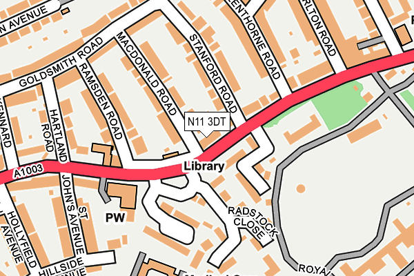 N11 3DT map - OS OpenMap – Local (Ordnance Survey)
