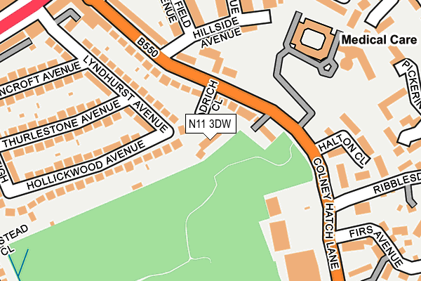 N11 3DW map - OS OpenMap – Local (Ordnance Survey)