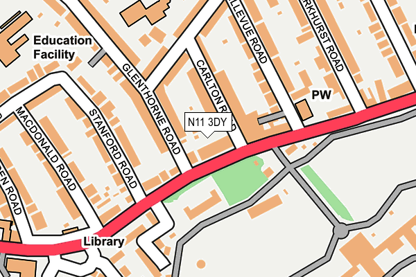 N11 3DY map - OS OpenMap – Local (Ordnance Survey)
