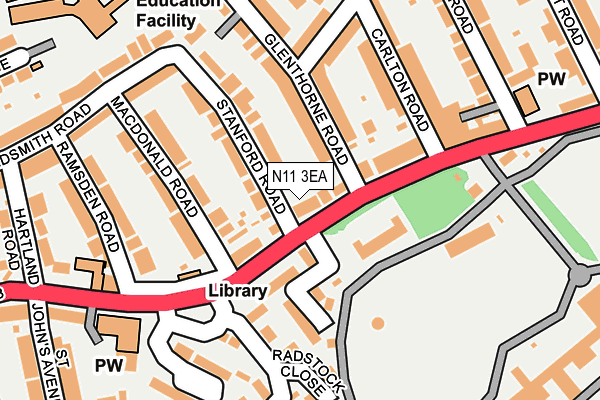 N11 3EA map - OS OpenMap – Local (Ordnance Survey)