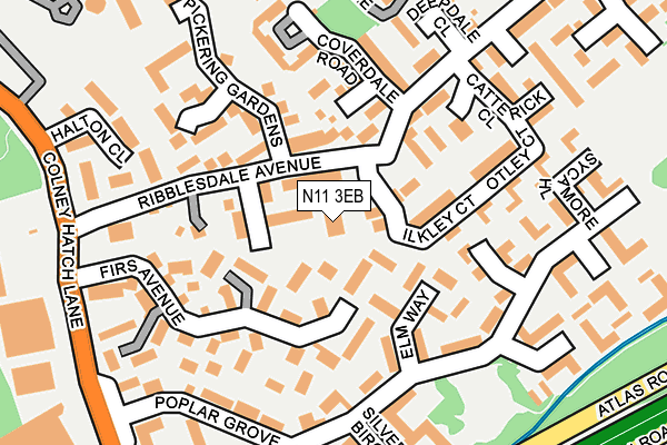 N11 3EB map - OS OpenMap – Local (Ordnance Survey)