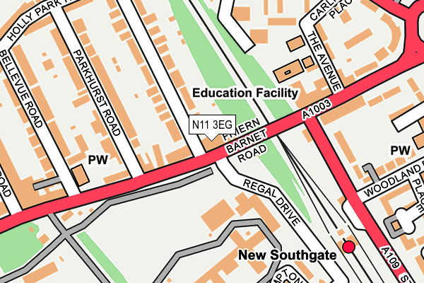 N11 3EG map - OS OpenMap – Local (Ordnance Survey)