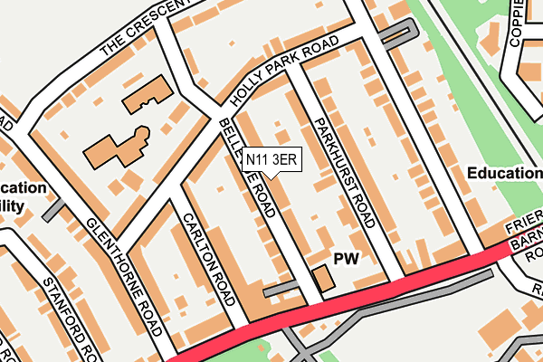 N11 3ER map - OS OpenMap – Local (Ordnance Survey)