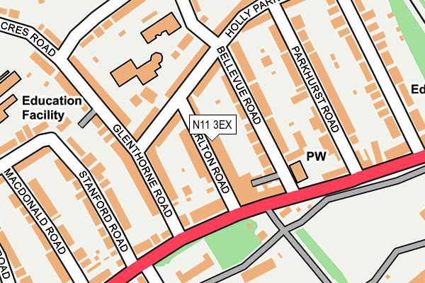 N11 3EX map - OS OpenMap – Local (Ordnance Survey)