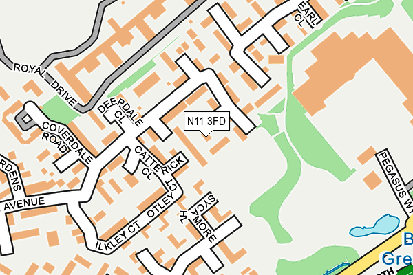 N11 3FD map - OS OpenMap – Local (Ordnance Survey)