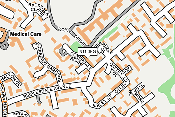 N11 3FG map - OS OpenMap – Local (Ordnance Survey)