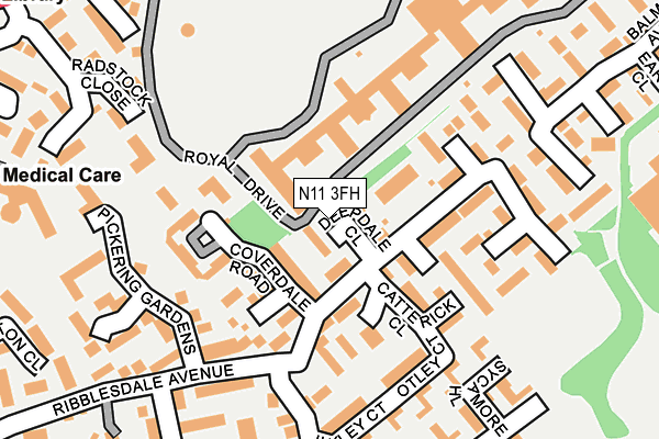 N11 3FH map - OS OpenMap – Local (Ordnance Survey)