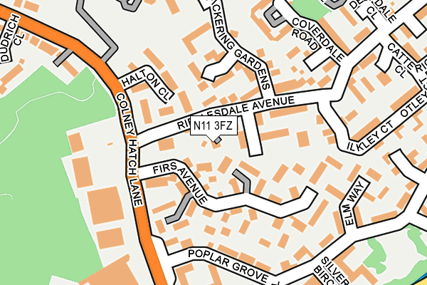 N11 3FZ map - OS OpenMap – Local (Ordnance Survey)
