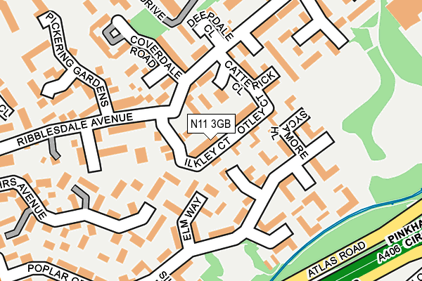 N11 3GB map - OS OpenMap – Local (Ordnance Survey)