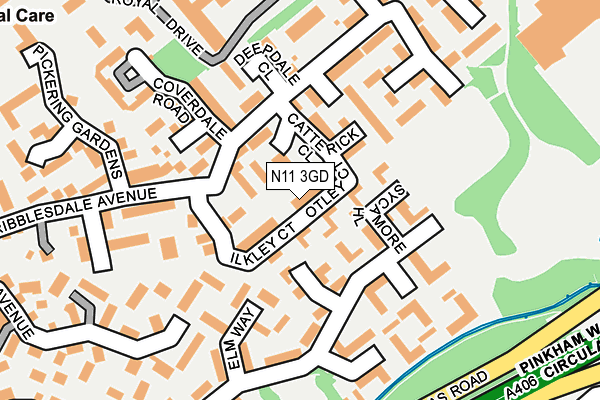 N11 3GD map - OS OpenMap – Local (Ordnance Survey)