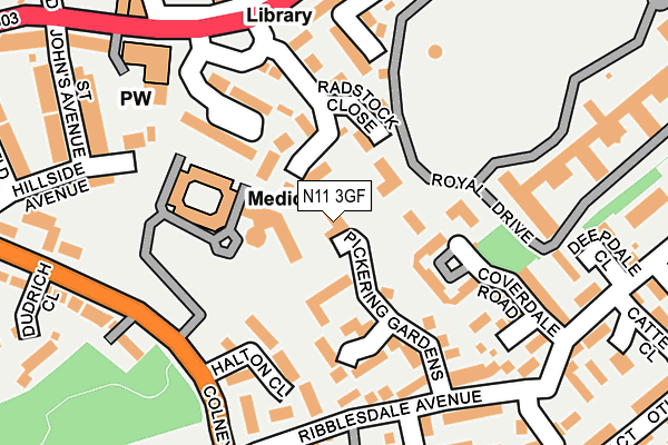 N11 3GF map - OS OpenMap – Local (Ordnance Survey)