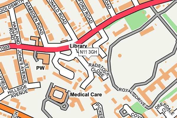 N11 3GH map - OS OpenMap – Local (Ordnance Survey)