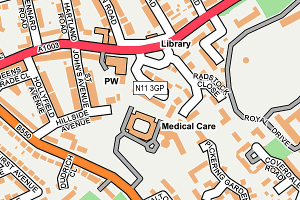 N11 3GP map - OS OpenMap – Local (Ordnance Survey)