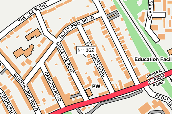 N11 3GZ map - OS OpenMap – Local (Ordnance Survey)