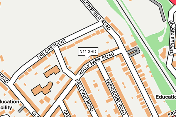 N11 3HD map - OS OpenMap – Local (Ordnance Survey)