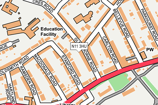 N11 3HU map - OS OpenMap – Local (Ordnance Survey)