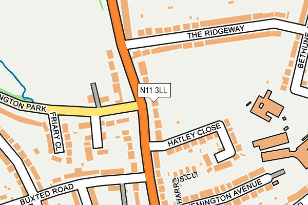 N11 3LL map - OS OpenMap – Local (Ordnance Survey)