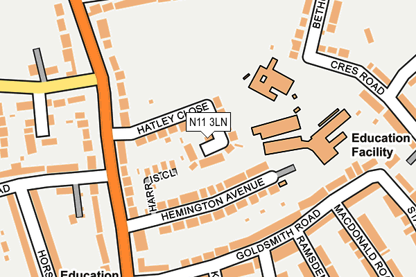 N11 3LN map - OS OpenMap – Local (Ordnance Survey)