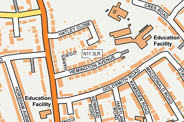 N11 3LR map - OS OpenMap – Local (Ordnance Survey)