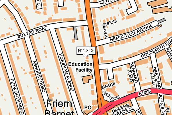 N11 3LX map - OS OpenMap – Local (Ordnance Survey)