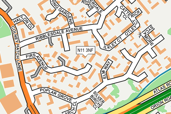 N11 3NF map - OS OpenMap – Local (Ordnance Survey)