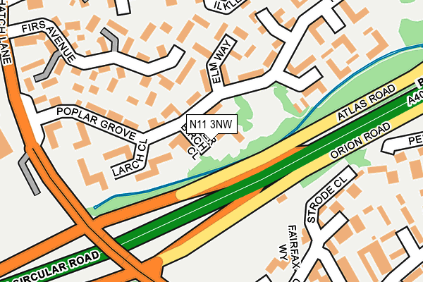 N11 3NW map - OS OpenMap – Local (Ordnance Survey)