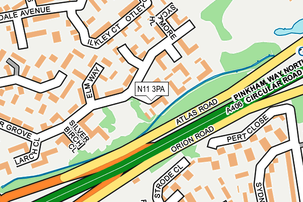 N11 3PA map - OS OpenMap – Local (Ordnance Survey)