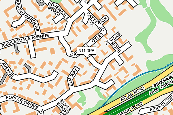 N11 3PB map - OS OpenMap – Local (Ordnance Survey)