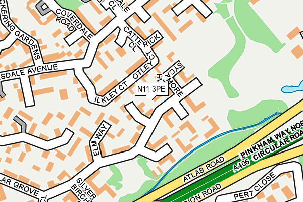 N11 3PE map - OS OpenMap – Local (Ordnance Survey)