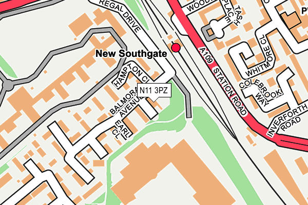 N11 3PZ map - OS OpenMap – Local (Ordnance Survey)