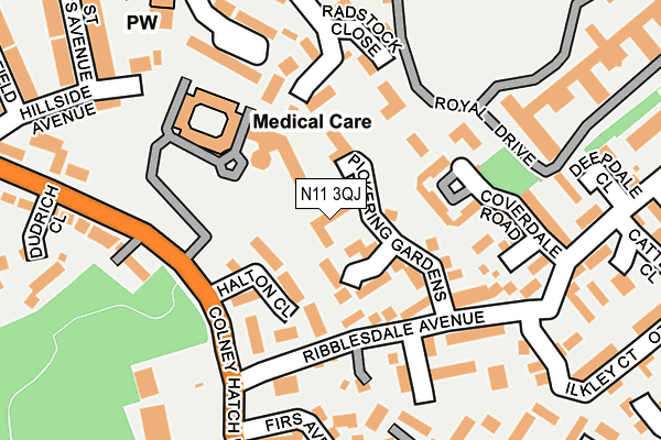 N11 3QJ map - OS OpenMap – Local (Ordnance Survey)