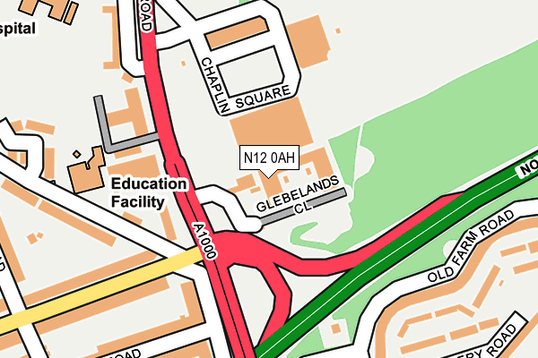 N12 0AH map - OS OpenMap – Local (Ordnance Survey)