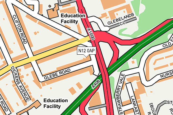 N12 0AP map - OS OpenMap – Local (Ordnance Survey)