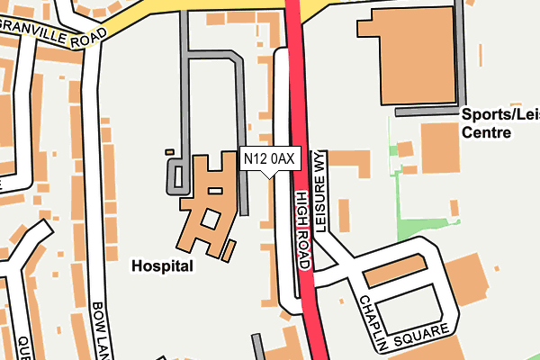 N12 0AX map - OS OpenMap – Local (Ordnance Survey)