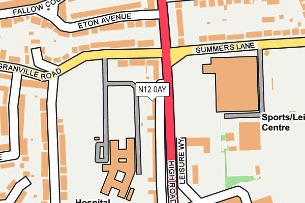 N12 0AY map - OS OpenMap – Local (Ordnance Survey)