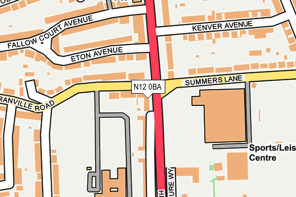 N12 0BA map - OS OpenMap – Local (Ordnance Survey)