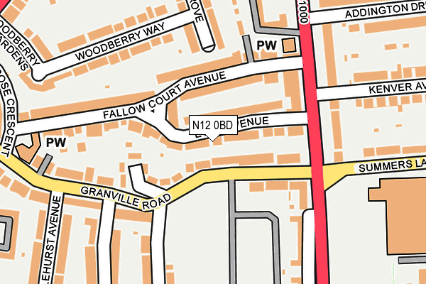 N12 0BD map - OS OpenMap – Local (Ordnance Survey)