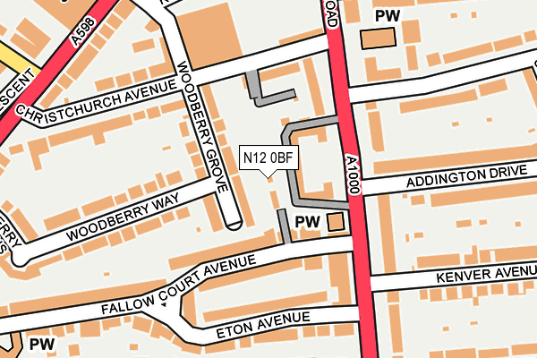 N12 0BF map - OS OpenMap – Local (Ordnance Survey)