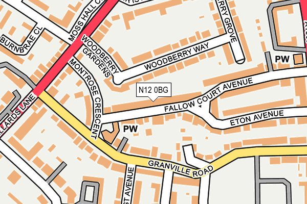 N12 0BG map - OS OpenMap – Local (Ordnance Survey)