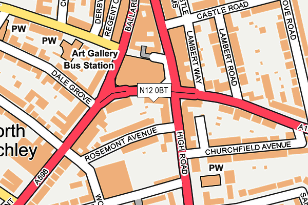 N12 0BT map - OS OpenMap – Local (Ordnance Survey)