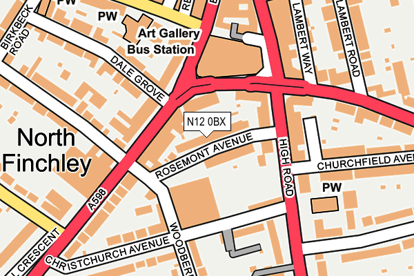 N12 0BX map - OS OpenMap – Local (Ordnance Survey)