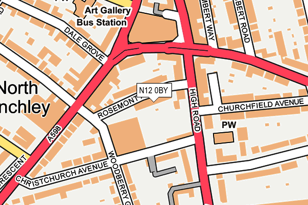 N12 0BY map - OS OpenMap – Local (Ordnance Survey)