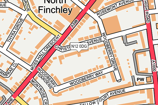 N12 0DG map - OS OpenMap – Local (Ordnance Survey)