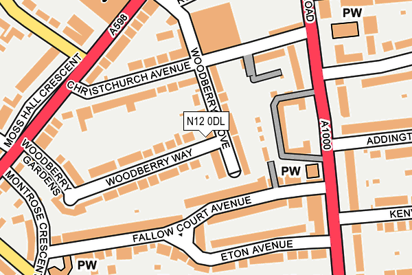 N12 0DL map - OS OpenMap – Local (Ordnance Survey)