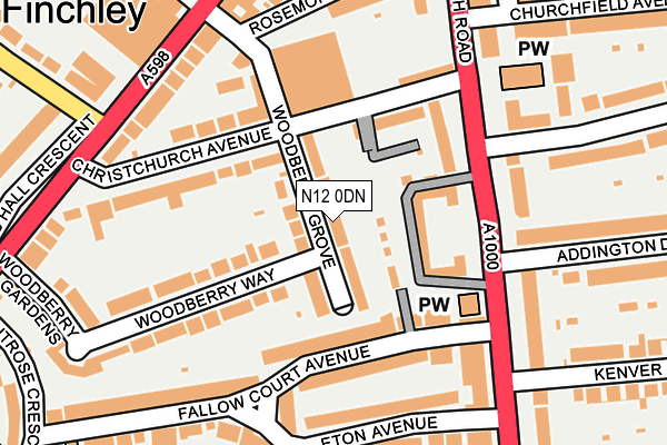 N12 0DN map - OS OpenMap – Local (Ordnance Survey)