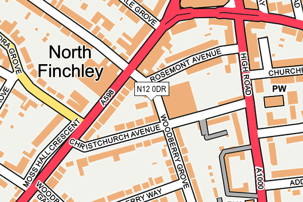 N12 0DR map - OS OpenMap – Local (Ordnance Survey)